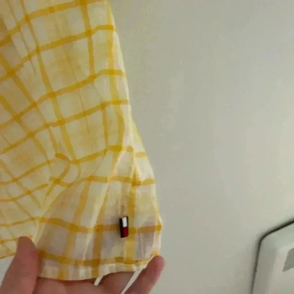 TOMMY HILFIGER  plaid off the shoulder ruffle top blouse Ralph Lauren j crew - Picture 7 of 8